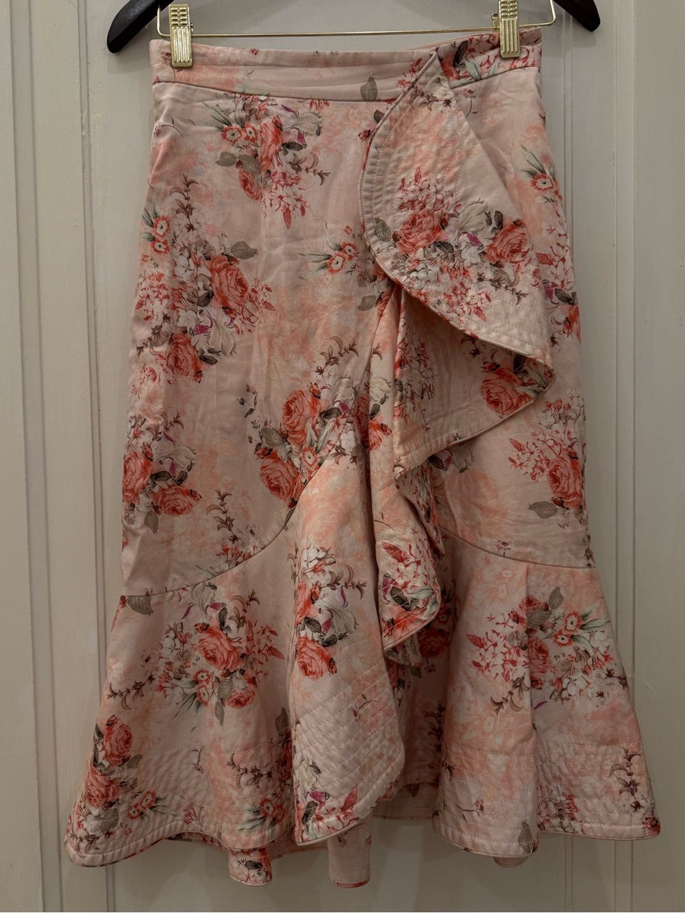 Antonio Melani Toby skirt blissful blossoms pink floral print quilted ruffle hem